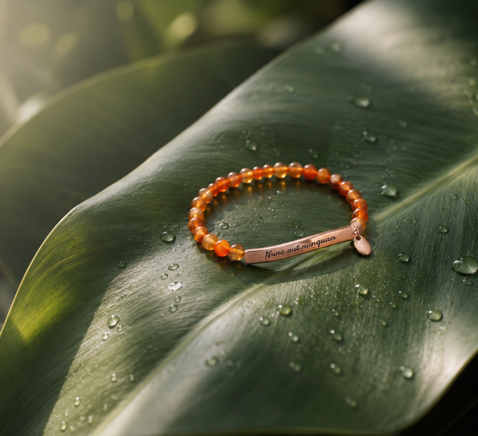 Bracciale Etheria con motto inciso e pietre naturali
